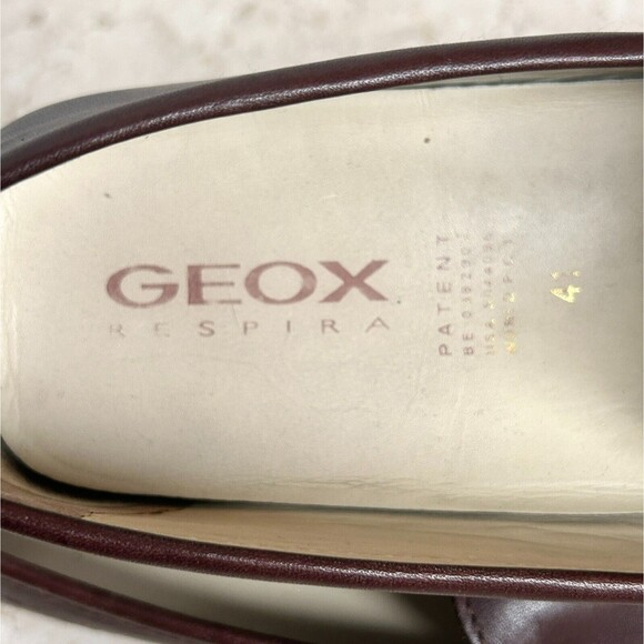 Geox Respira Comfort Shoes Euro 41 Brown Leather Loafers 10 10.5 Square Toe - Picture 9 of 12